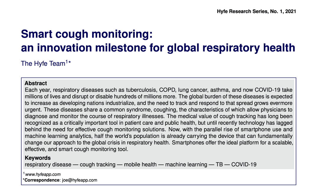 White Paper: Smart cough monitoring - an innovation milestone for global respiratory health