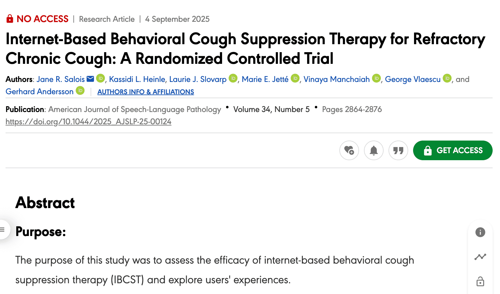 Internet-Based Behavioral Cough Suppression Therapy for Refractory Chronic Cough: A Randomized Controlled Trial