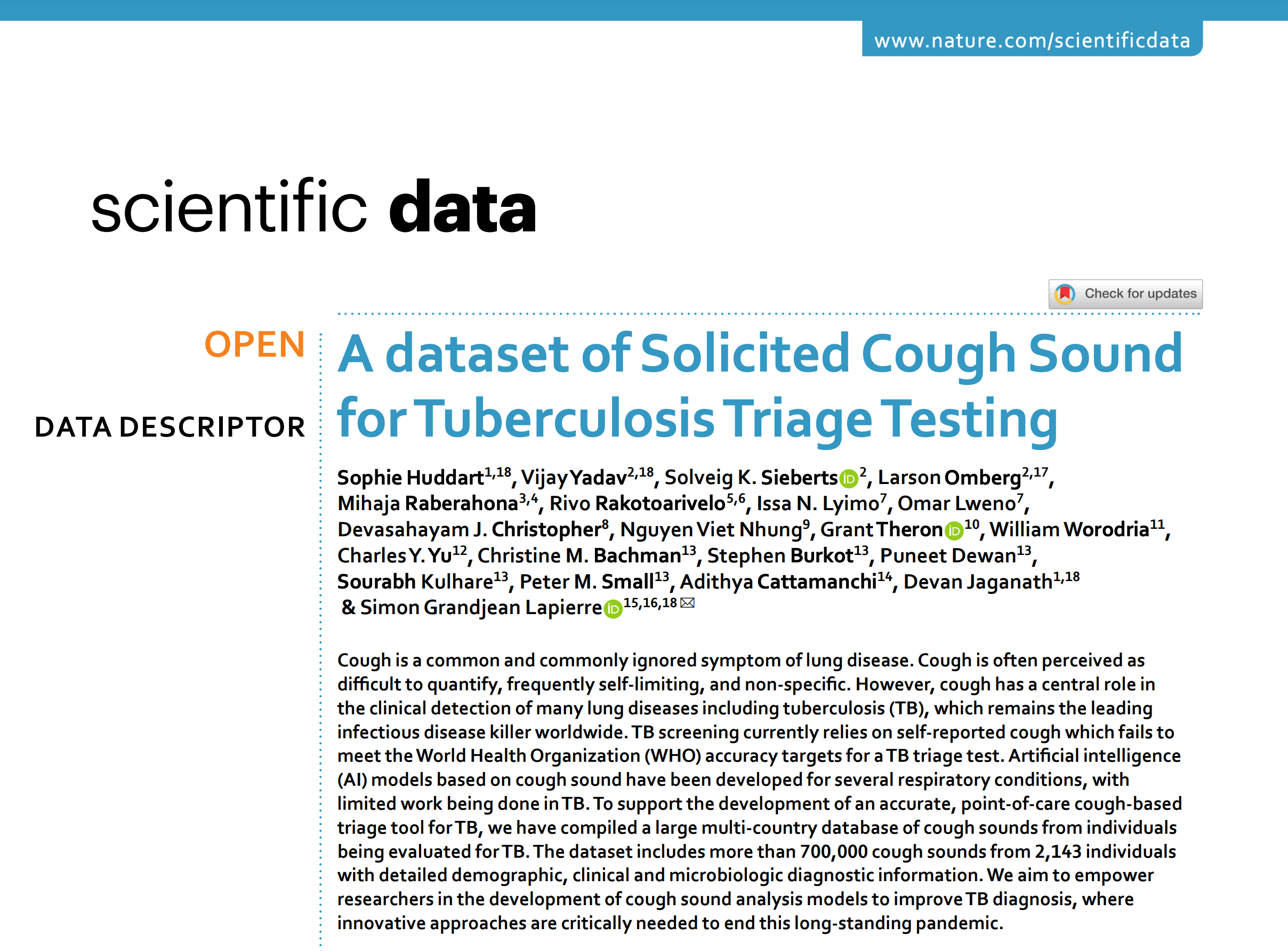 Image resource about A dataset of Solicited Cough Sound for Tuberculosis Triage Testing}