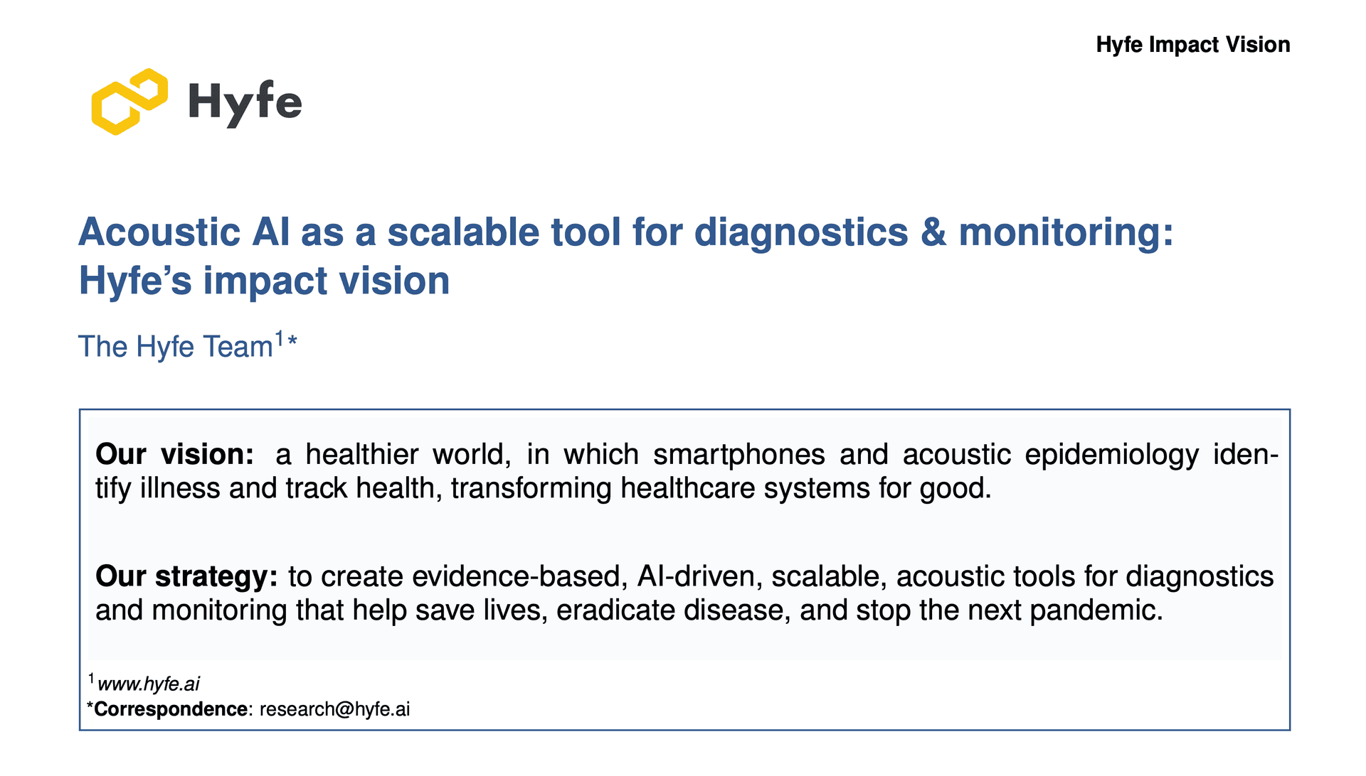 Hyfe Vision Paper: Acoustic AI as a scalable tool for diagnostics & monitoring
