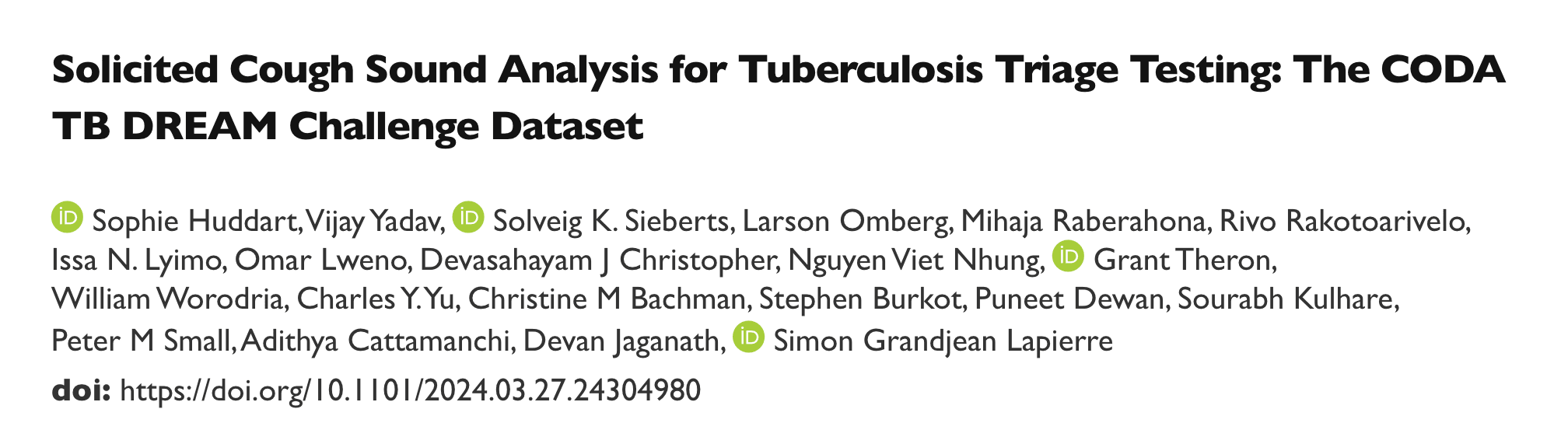 Solicited Cough Sound Analysis for Tuberculosis Triage Testing: The CODA TB DREAM Challenge Dataset