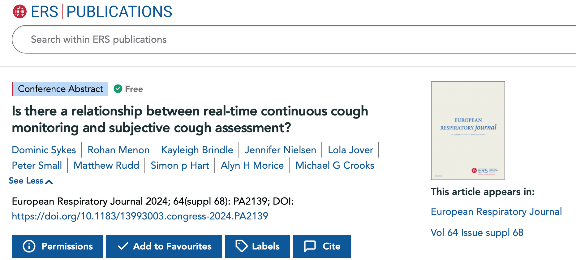 Image resource about ERS 2024: Is there a relationship between real-time continuous cough monitoring and subjective cough assessment?}