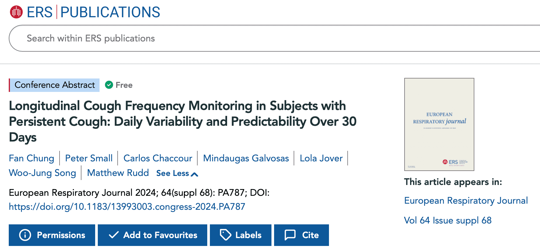 Image resource about ERS 2024: Longitudinal Cough Frequency Monitoring in Subjects with Persistent Cough: Daily Variability and Predictability Over 30 Days}