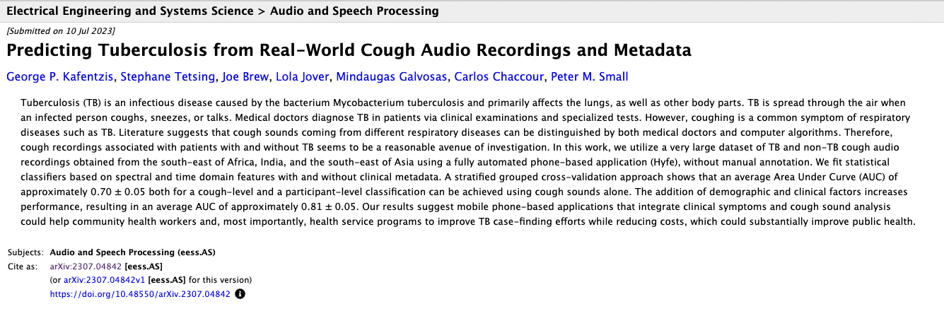 Predicting Tuberculosis from Real-World Cough Audio Recordings and Metadata